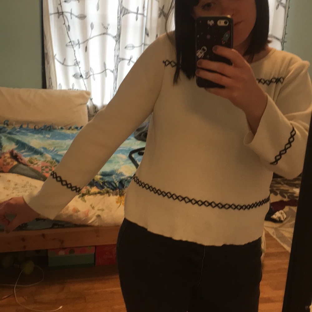 Petite vintage diamond cross sweater
